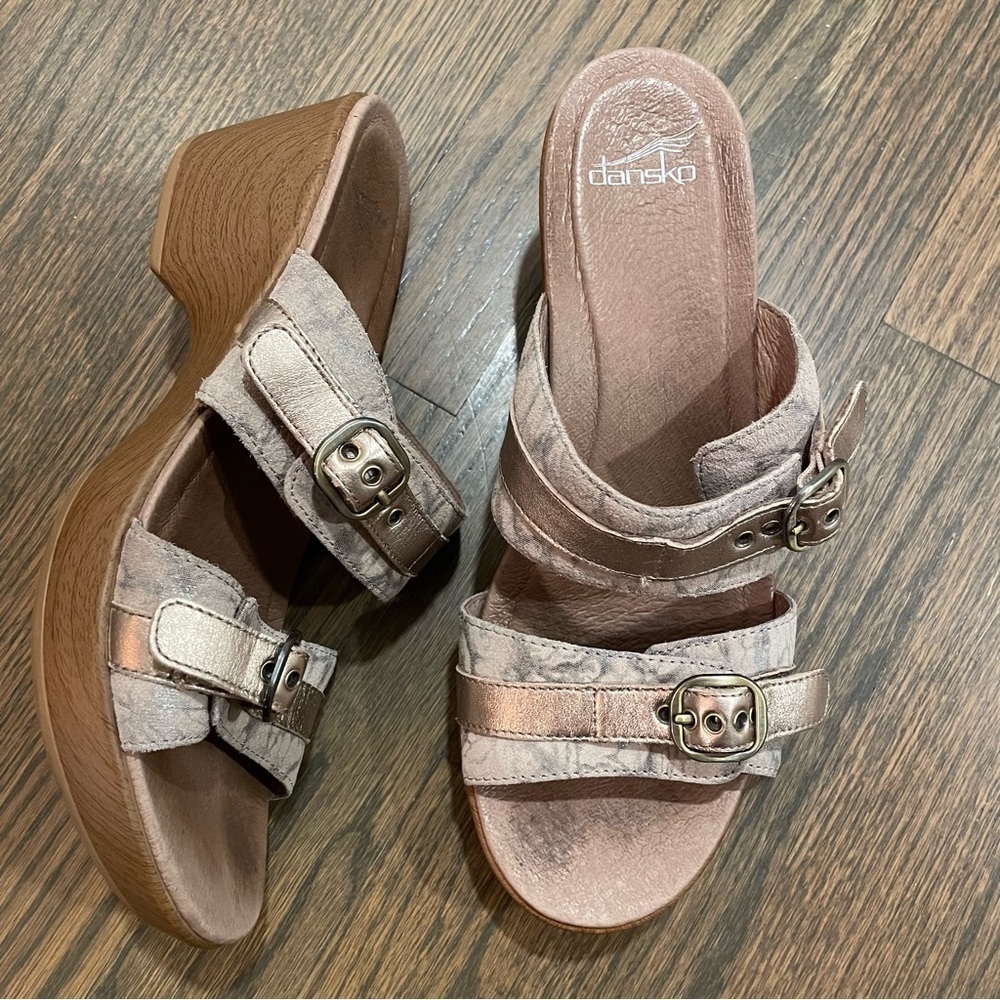 Dansko Jessie Sandal Taupe Marble Suede 9700162200 Size 41 (US 10-10.5)